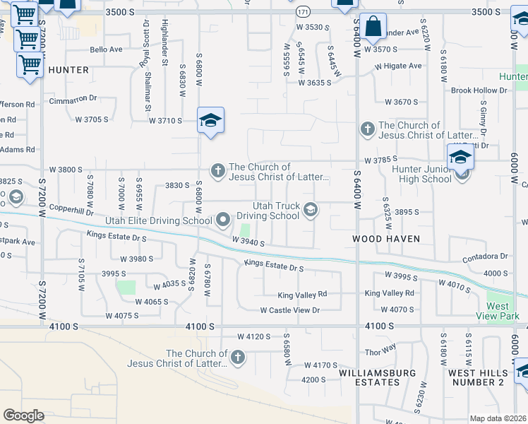 map of restaurants, bars, coffee shops, grocery stores, and more near 6653 West 3860 South in West Valley City