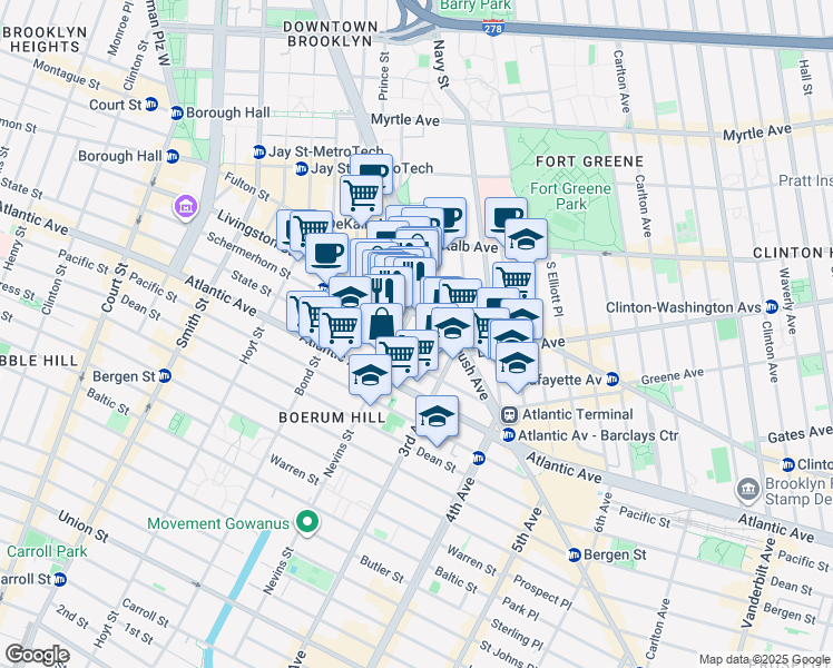 map of restaurants, bars, coffee shops, grocery stores, and more near in Brooklyn