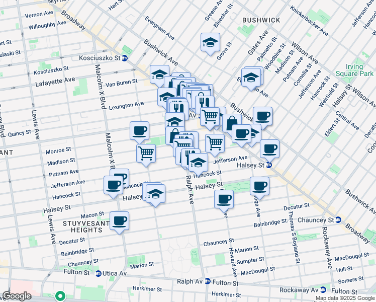 map of restaurants, bars, coffee shops, grocery stores, and more near in Brooklyn