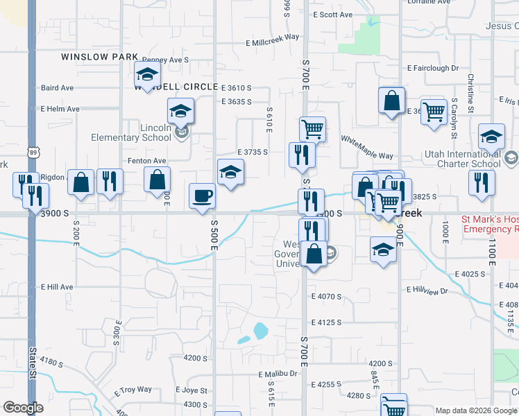 map of restaurants, bars, coffee shops, grocery stores, and more near 705 South Redwood Road in Salt Lake City