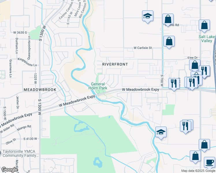 map of restaurants, bars, coffee shops, grocery stores, and more near 964 Big River Court in South Salt Lake