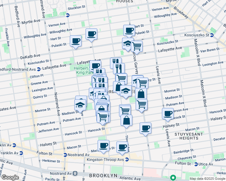 map of restaurants, bars, coffee shops, grocery stores, and more near in Brooklyn