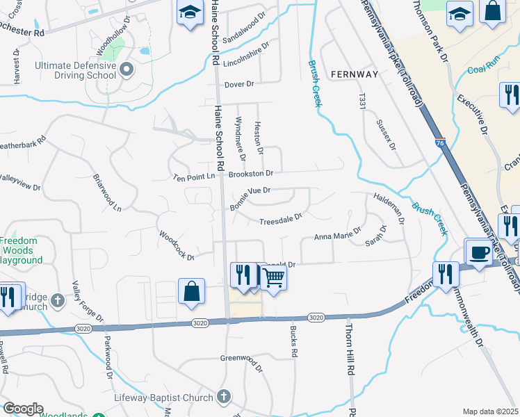 map of restaurants, bars, coffee shops, grocery stores, and more near 413 Sunny Dale Drive in Cranberry Township
