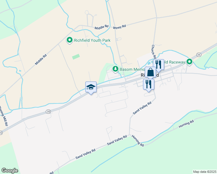 map of restaurants, bars, coffee shops, grocery stores, and more near 216 Pennsylvania 35 in Richfield