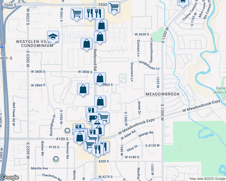 map of restaurants, bars, coffee shops, grocery stores, and more near 3883 South 1605 West in West Valley City