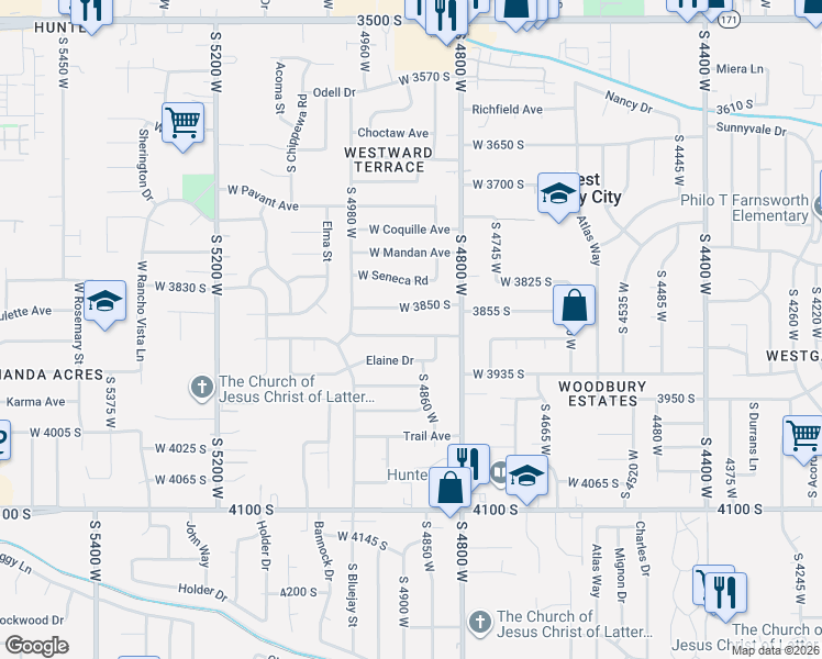 map of restaurants, bars, coffee shops, grocery stores, and more near 4882 Kathleen Avenue in West Valley City