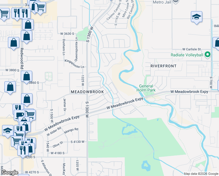 map of restaurants, bars, coffee shops, grocery stores, and more near 3888 Parrott Street in West Valley City