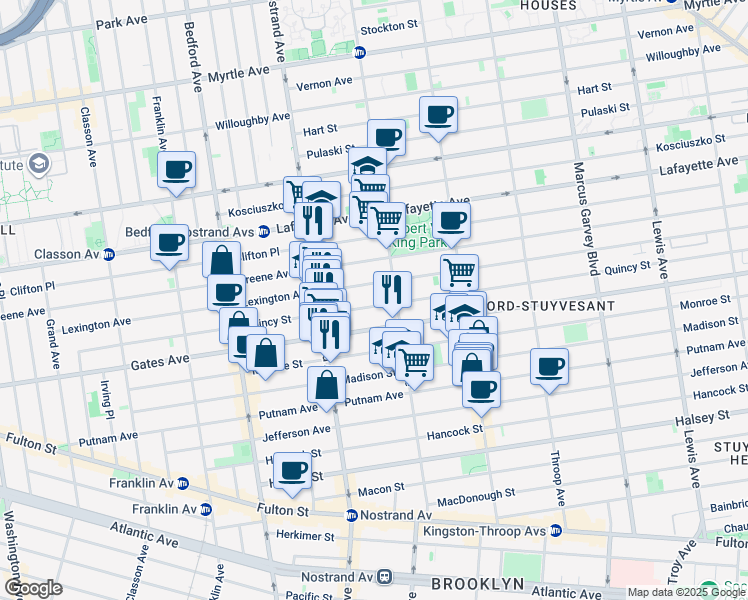 map of restaurants, bars, coffee shops, grocery stores, and more near in Brooklyn