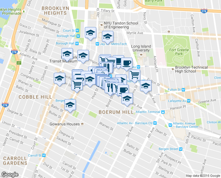 map of restaurants, bars, coffee shops, grocery stores, and more near 367 Atlantic Avenue in Brooklyn