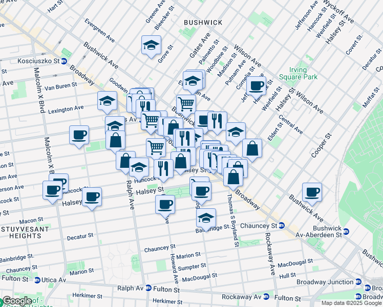 map of restaurants, bars, coffee shops, grocery stores, and more near in Brooklyn