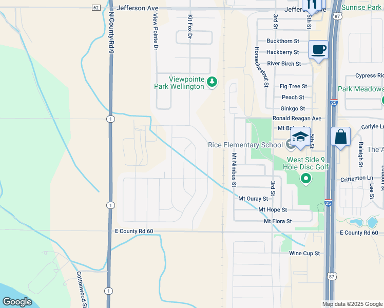map of restaurants, bars, coffee shops, grocery stores, and more near 7025 Meadow Rain Way in Wellington