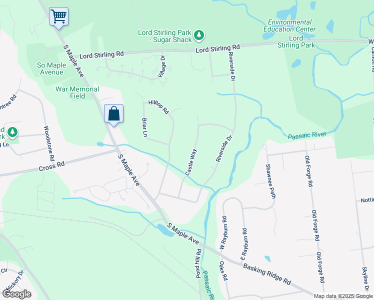 map of restaurants, bars, coffee shops, grocery stores, and more near 48 Castle Way in Bernards