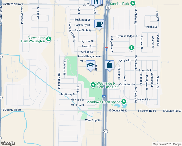map of restaurants, bars, coffee shops, grocery stores, and more near 7000 3rd Street in Wellington