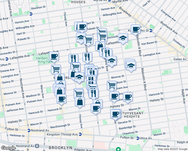 map of restaurants, bars, coffee shops, grocery stores, and more near in Brooklyn