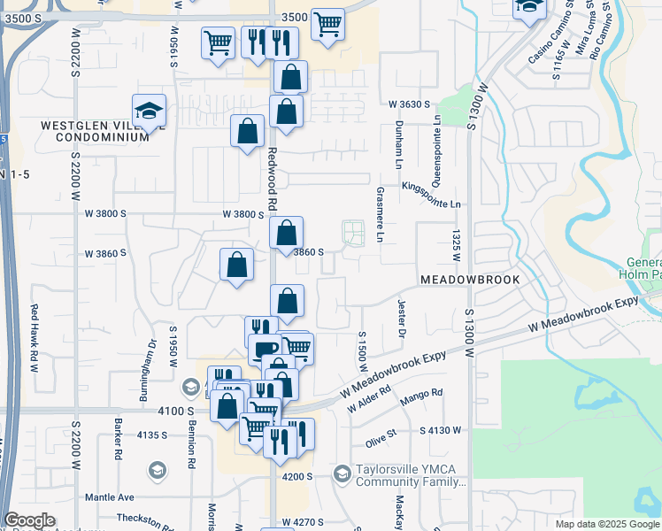 map of restaurants, bars, coffee shops, grocery stores, and more near 3878 South 1580 West in West Valley City