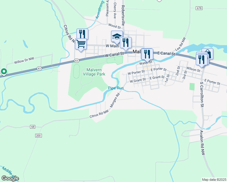 map of restaurants, bars, coffee shops, grocery stores, and more near 265 Morges Road in Malvern