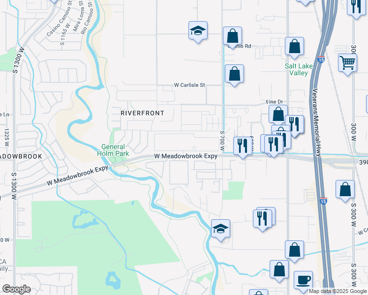 map of restaurants, bars, coffee shops, grocery stores, and more near 846 West Timbercreek Way in West Valley City