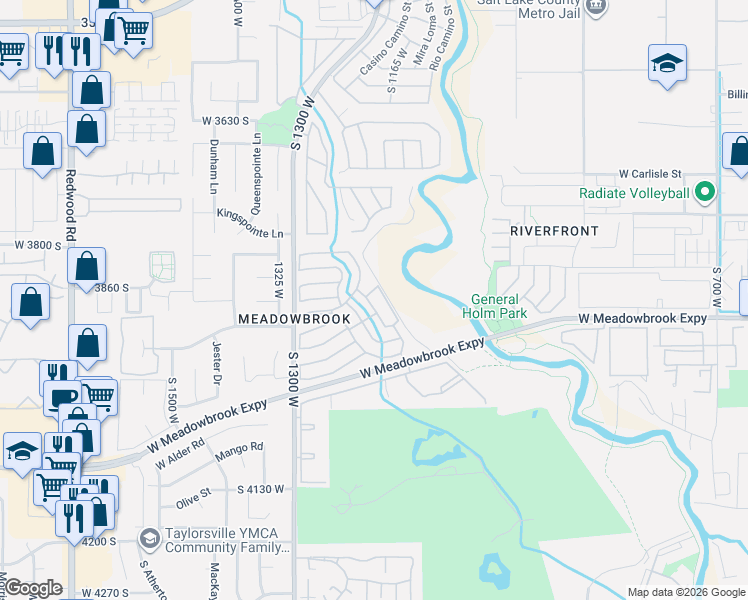 map of restaurants, bars, coffee shops, grocery stores, and more near 3888 Parrott Street in West Valley City