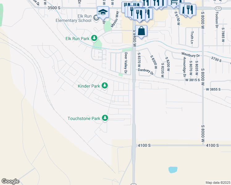 map of restaurants, bars, coffee shops, grocery stores, and more near 8979 West 3500 South in Magna