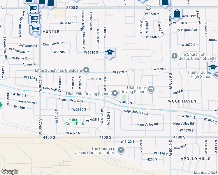 map of restaurants, bars, coffee shops, grocery stores, and more near 6779 West 3860 South in West Valley City