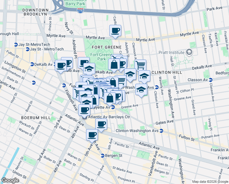 map of restaurants, bars, coffee shops, grocery stores, and more near in Brooklyn