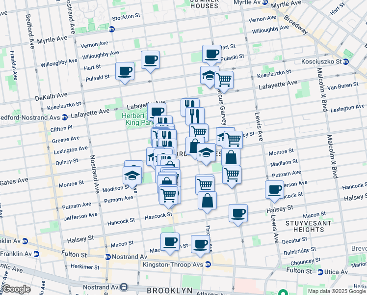map of restaurants, bars, coffee shops, grocery stores, and more near in Brooklyn