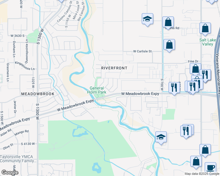 map of restaurants, bars, coffee shops, grocery stores, and more near 975 West Little River Way in South Salt Lake