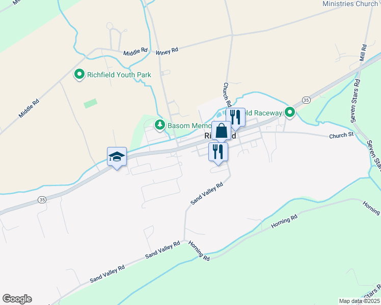 map of restaurants, bars, coffee shops, grocery stores, and more near 416 Main Street in McAlisterville