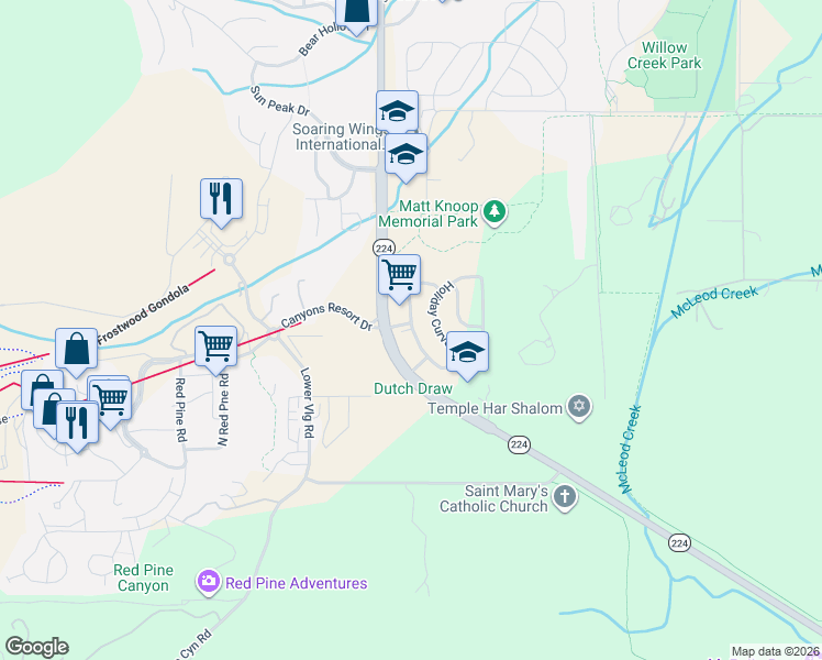 map of restaurants, bars, coffee shops, grocery stores, and more near 1638 Village Round Drive in Park City