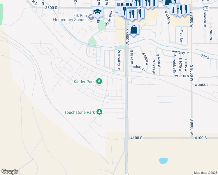 map of restaurants, bars, coffee shops, grocery stores, and more near 8979 West 3500 South in Magna