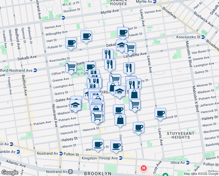 map of restaurants, bars, coffee shops, grocery stores, and more near in Brooklyn