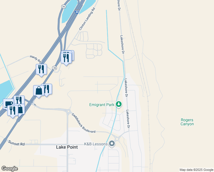 map of restaurants, bars, coffee shops, grocery stores, and more near 2018 E Burger St in Lake Point