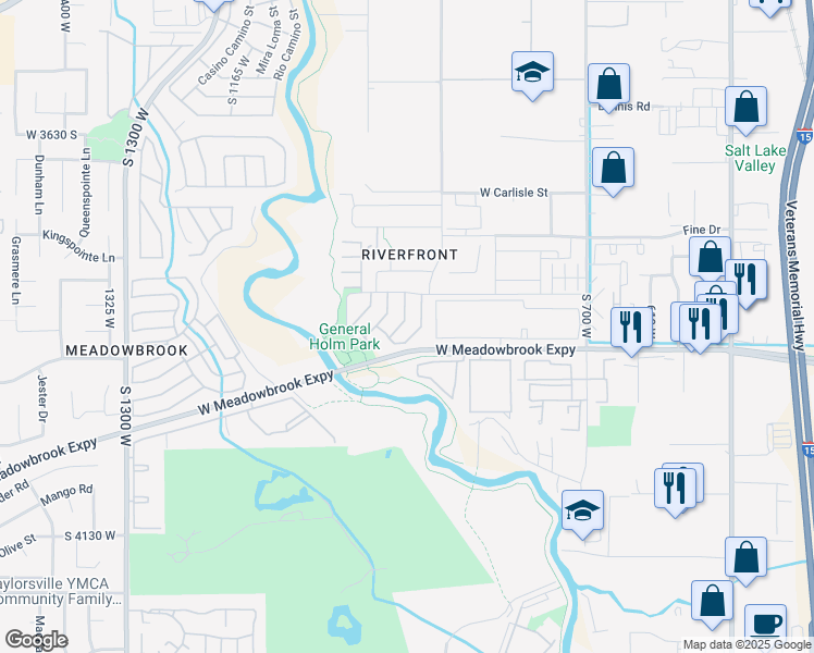 map of restaurants, bars, coffee shops, grocery stores, and more near 3856 Salt River Way in South Salt Lake