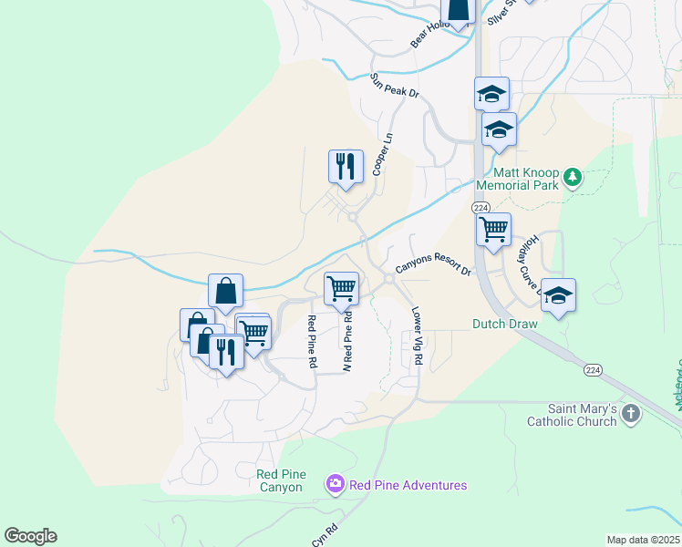 map of restaurants, bars, coffee shops, grocery stores, and more near 2100 Canyons Resort Drive in Park City
