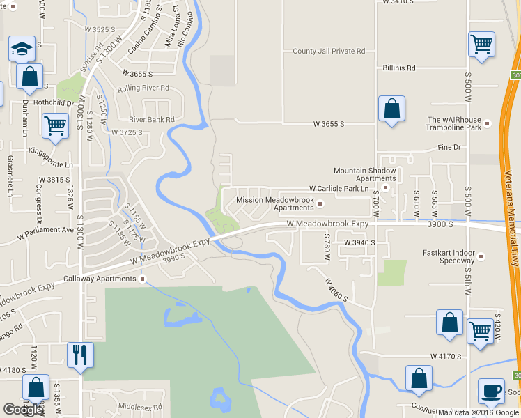 map of restaurants, bars, coffee shops, grocery stores, and more near 3856 Salt River Way in South Salt Lake