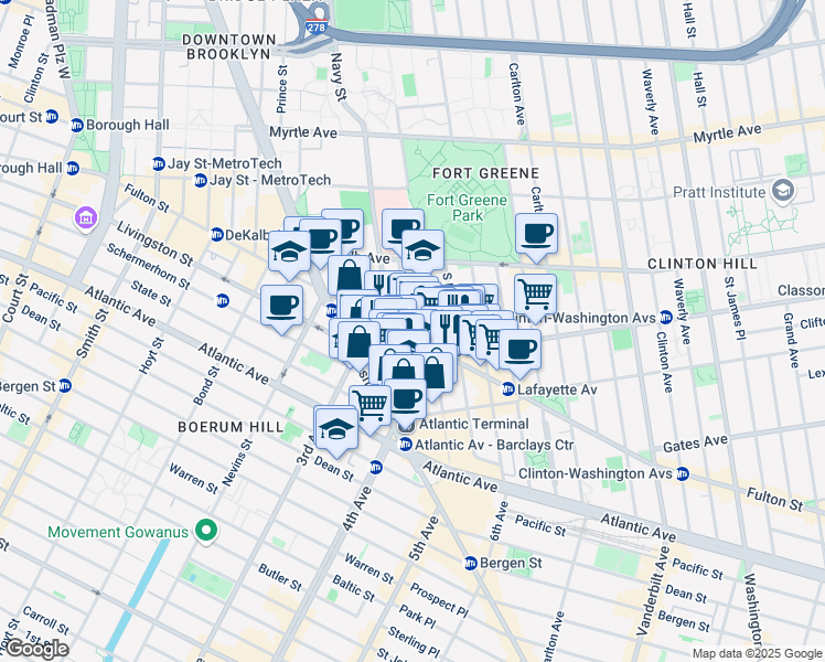 map of restaurants, bars, coffee shops, grocery stores, and more near in Brooklyn