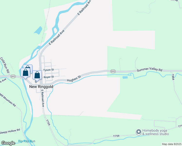 map of restaurants, bars, coffee shops, grocery stores, and more near 430 Hughes Street in New Ringgold