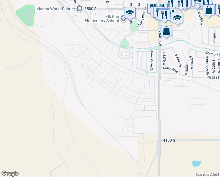 map of restaurants, bars, coffee shops, grocery stores, and more near 8710 West Cordero Drive in Magna