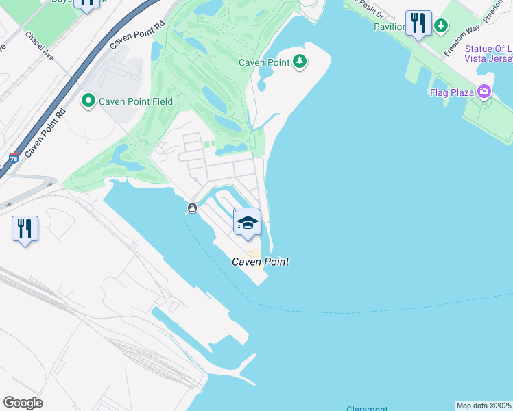 map of restaurants, bars, coffee shops, grocery stores, and more near 106 Constitution Way in Jersey City
