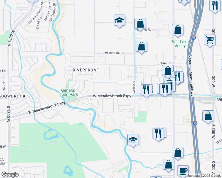 map of restaurants, bars, coffee shops, grocery stores, and more near 846 West Timbercreek Way in West Valley City