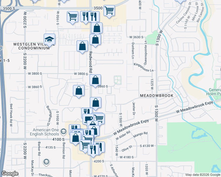map of restaurants, bars, coffee shops, grocery stores, and more near 3878 South 1580 West in West Valley City