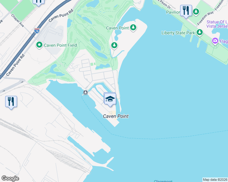 map of restaurants, bars, coffee shops, grocery stores, and more near 106 Constitution Way in Jersey City