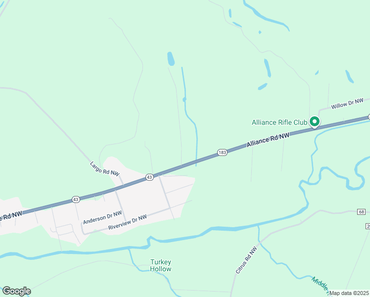 map of restaurants, bars, coffee shops, grocery stores, and more near 6157 Alliance Road Northwest in Malvern