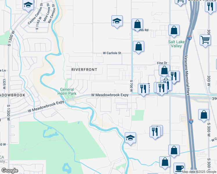 map of restaurants, bars, coffee shops, grocery stores, and more near 846 West Timbercreek Way in West Valley City