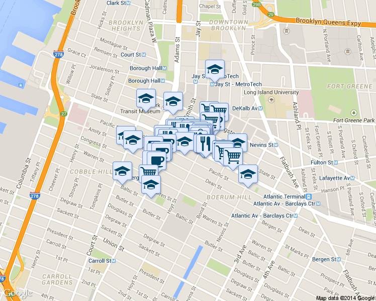 map of restaurants, bars, coffee shops, grocery stores, and more near in Brooklyn