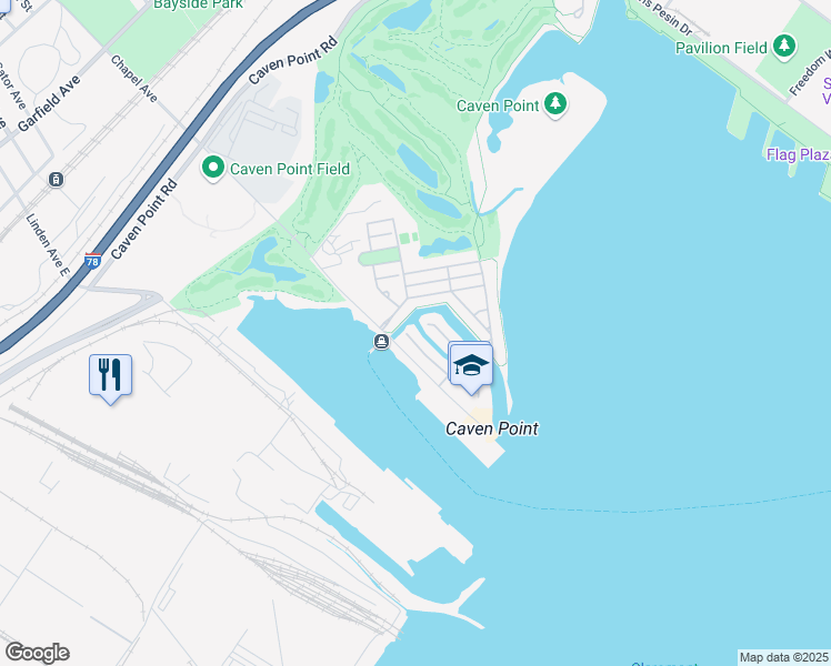 map of restaurants, bars, coffee shops, grocery stores, and more near 203 Shearwater Court West in Jersey City