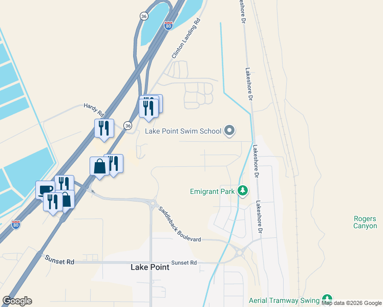 map of restaurants, bars, coffee shops, grocery stores, and more near 1909 E Burger St in Lake Point