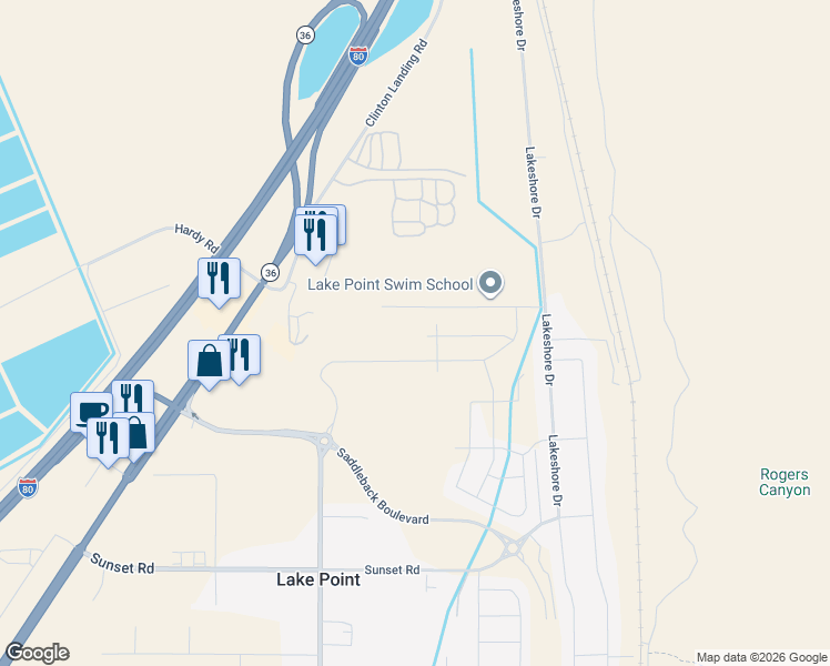 map of restaurants, bars, coffee shops, grocery stores, and more near 1921 E Burger St in Lake Point
