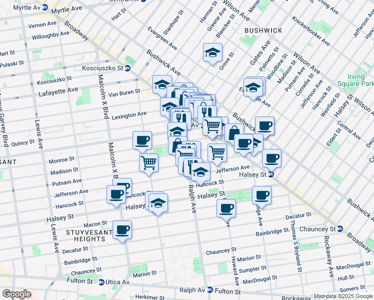 map of restaurants, bars, coffee shops, grocery stores, and more near in Brooklyn