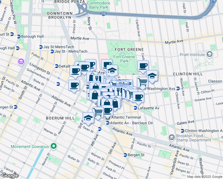 map of restaurants, bars, coffee shops, grocery stores, and more near in Brooklyn